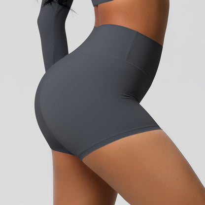 Custom  fitness shorts tummy lifting buttocks solid color sports high waist no embarrassment tight quick-drying yoga shorts