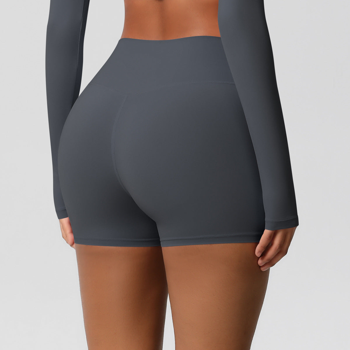 Custom  fitness shorts tummy lifting buttocks solid color sports high waist no embarrassment tight quick-drying yoga shorts