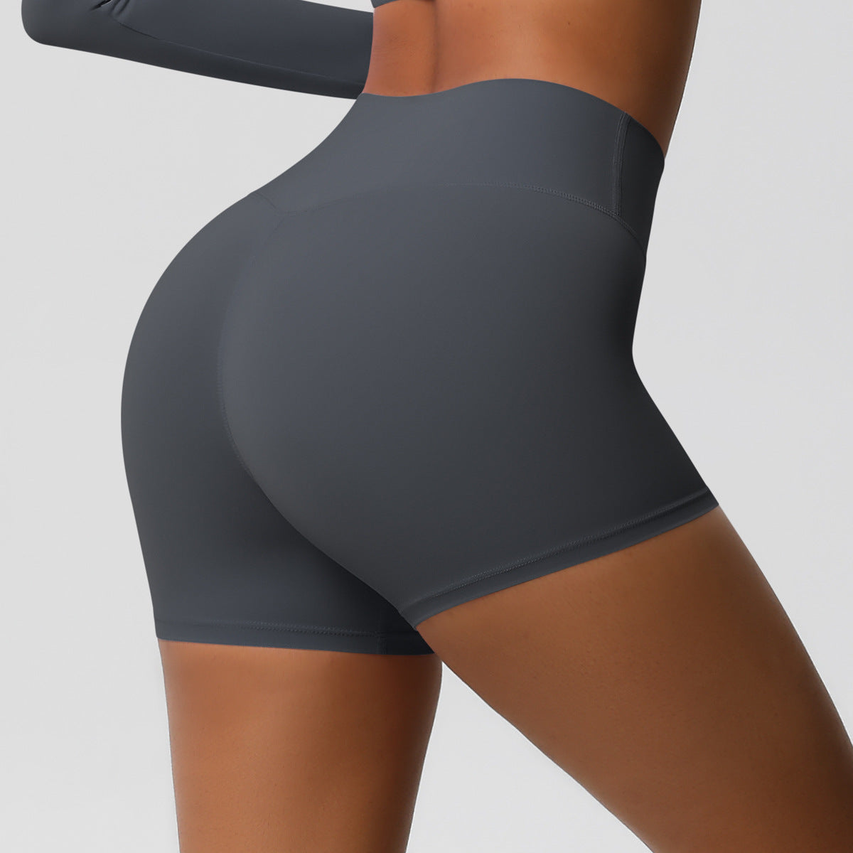 Custom  fitness shorts tummy lifting buttocks solid color sports high waist no embarrassment tight quick-drying yoga shorts