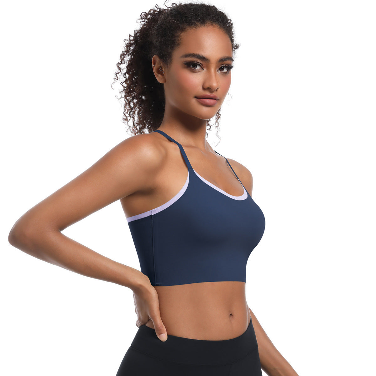 Custom  Sports bra gathered cross straps beautiful back two-tone yoga bra running fitness vest for women