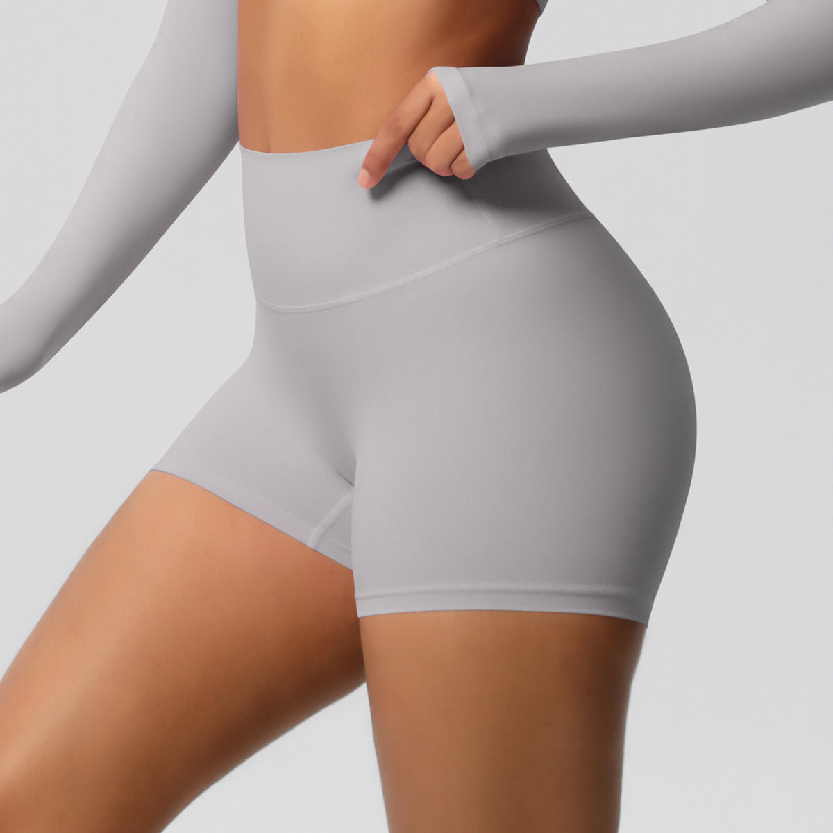 Custom  fitness shorts tummy lifting buttocks solid color sports high waist no embarrassment tight quick-drying yoga shorts