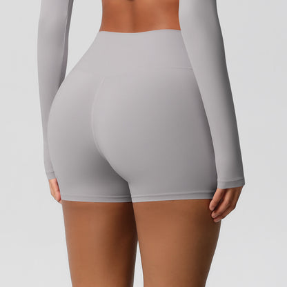 Custom  fitness shorts tummy lifting buttocks solid color sports high waist no embarrassment tight quick-drying yoga shorts