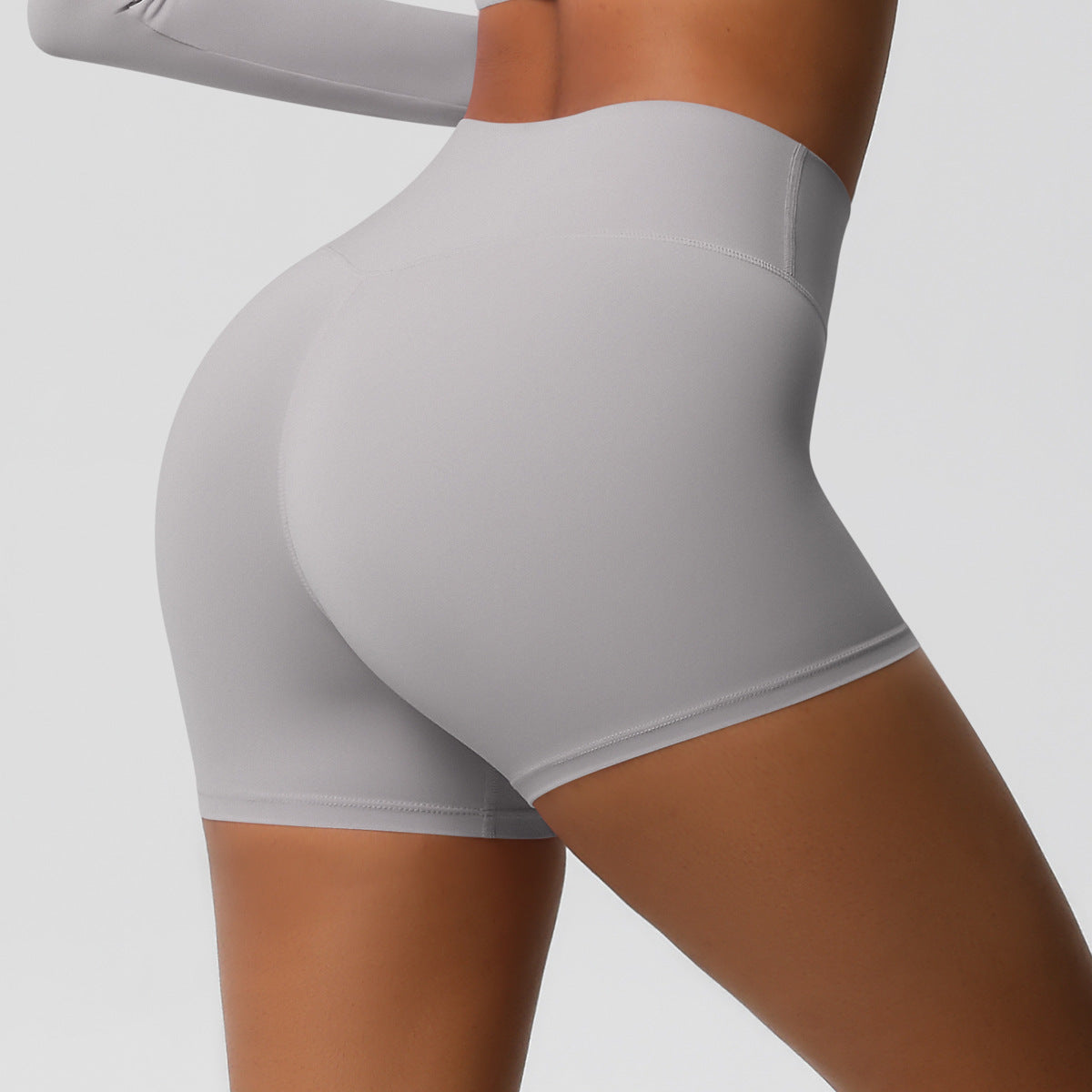 Custom  fitness shorts tummy lifting buttocks solid color sports high waist no embarrassment tight quick-drying yoga shorts