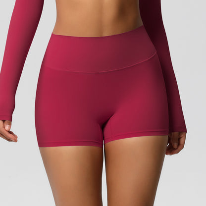 Custom  fitness shorts tummy lifting buttocks solid color sports high waist no embarrassment tight quick-drying yoga shorts