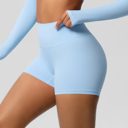 Custom  fitness shorts tummy lifting buttocks solid color sports high waist no embarrassment tight quick-drying yoga shorts