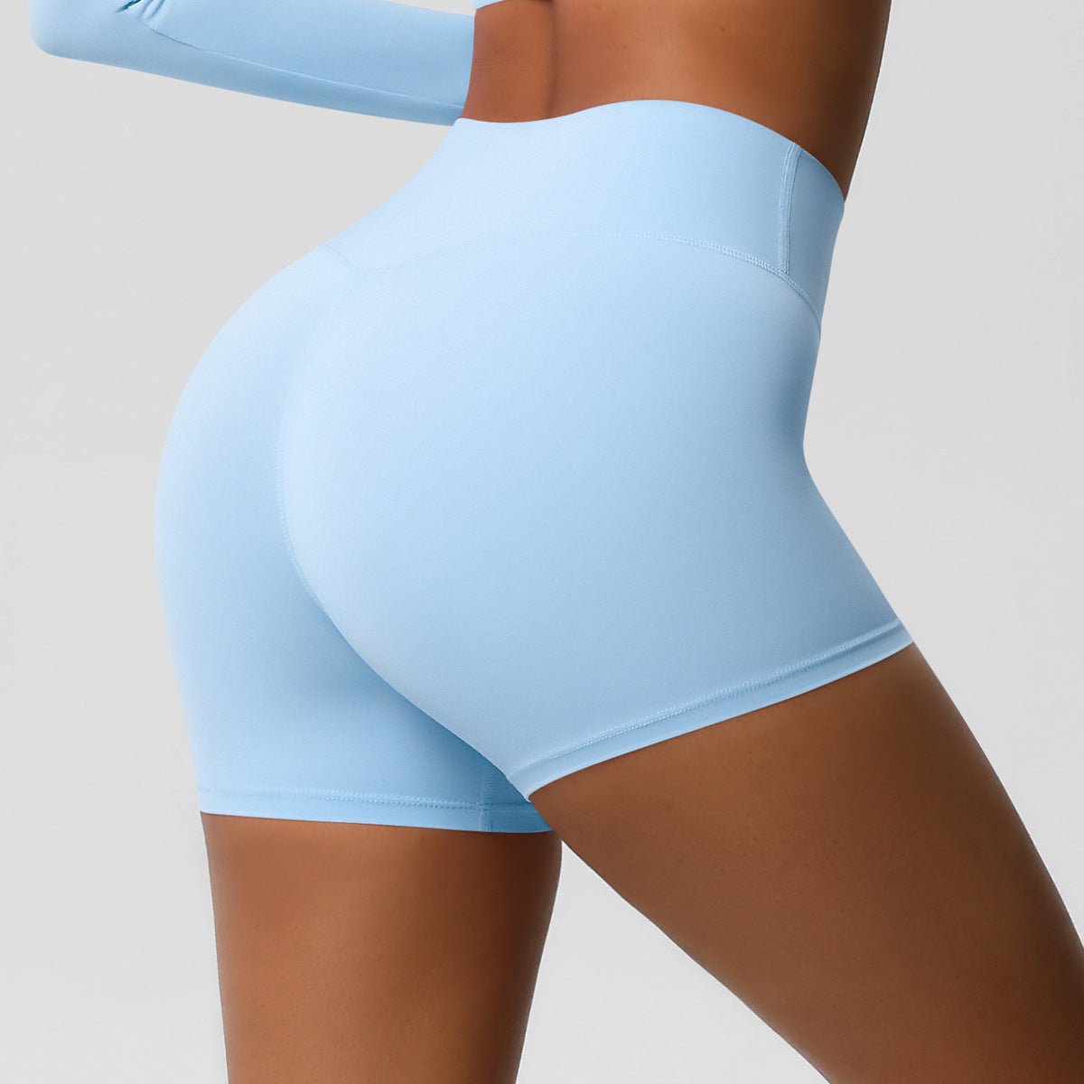 Custom  fitness shorts tummy lifting buttocks solid color sports high waist no embarrassment tight quick-drying yoga shorts