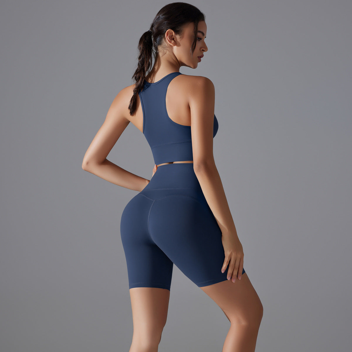 Custom Spot seamless back beauty underwear high waist hip lift skin-friendly slimming shaping sports shorts running fitness yoga set