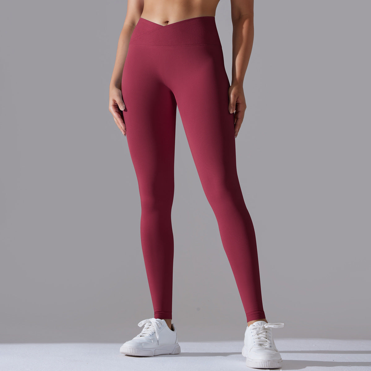 Custom Seamless Knitted Yoga Pants Cross Waist Peach Hip Lift Yoga Running Sports Tights Breathable Fitness Pants