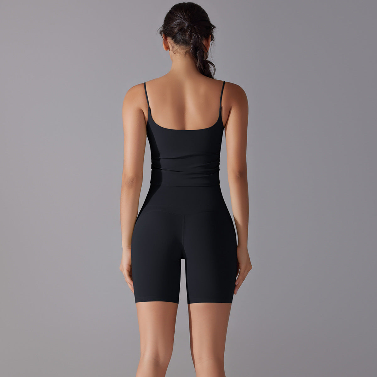 Custom double-sided brocade comfortable skin-friendly nude sports camisole vest hip-lifting fitness yoga pants bra shorts set