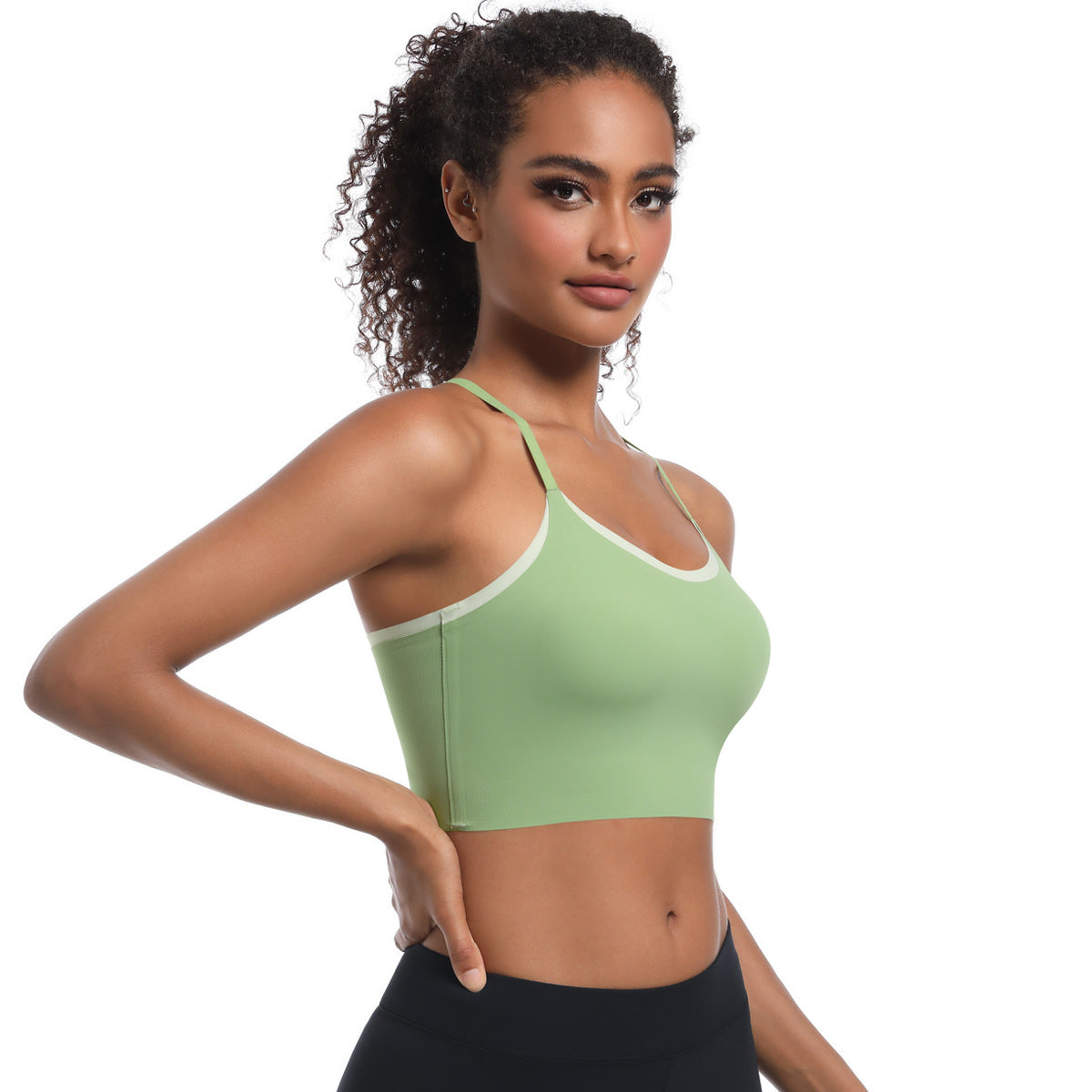 Custom  Sports bra gathered cross straps beautiful back two-tone yoga bra running fitness vest for women