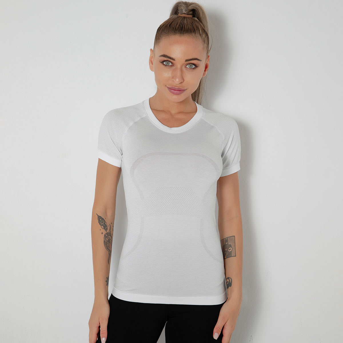Custom New seamless vest yoga clothes female quick-drying dance rhythm fitness clothes tops sports morning exercise running short sleeves female