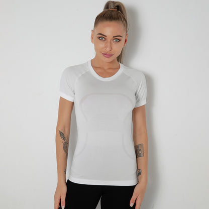 Custom New seamless vest yoga clothes female quick-drying dance rhythm fitness clothes tops sports morning exercise running short sleeves female