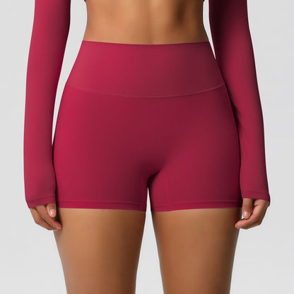 Custom  fitness shorts tummy lifting buttocks solid color sports high waist no embarrassment tight quick-drying yoga shorts