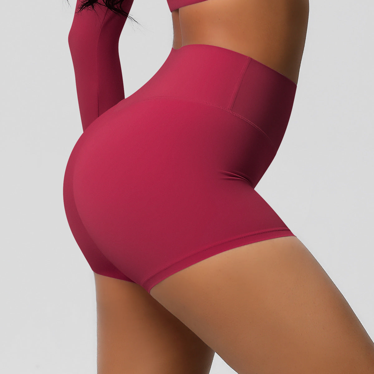 Custom  fitness shorts tummy lifting buttocks solid color sports high waist no embarrassment tight quick-drying yoga shorts
