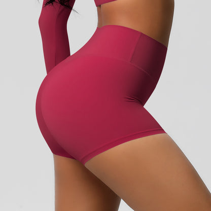 Custom  fitness shorts tummy lifting buttocks solid color sports high waist no embarrassment tight quick-drying yoga shorts