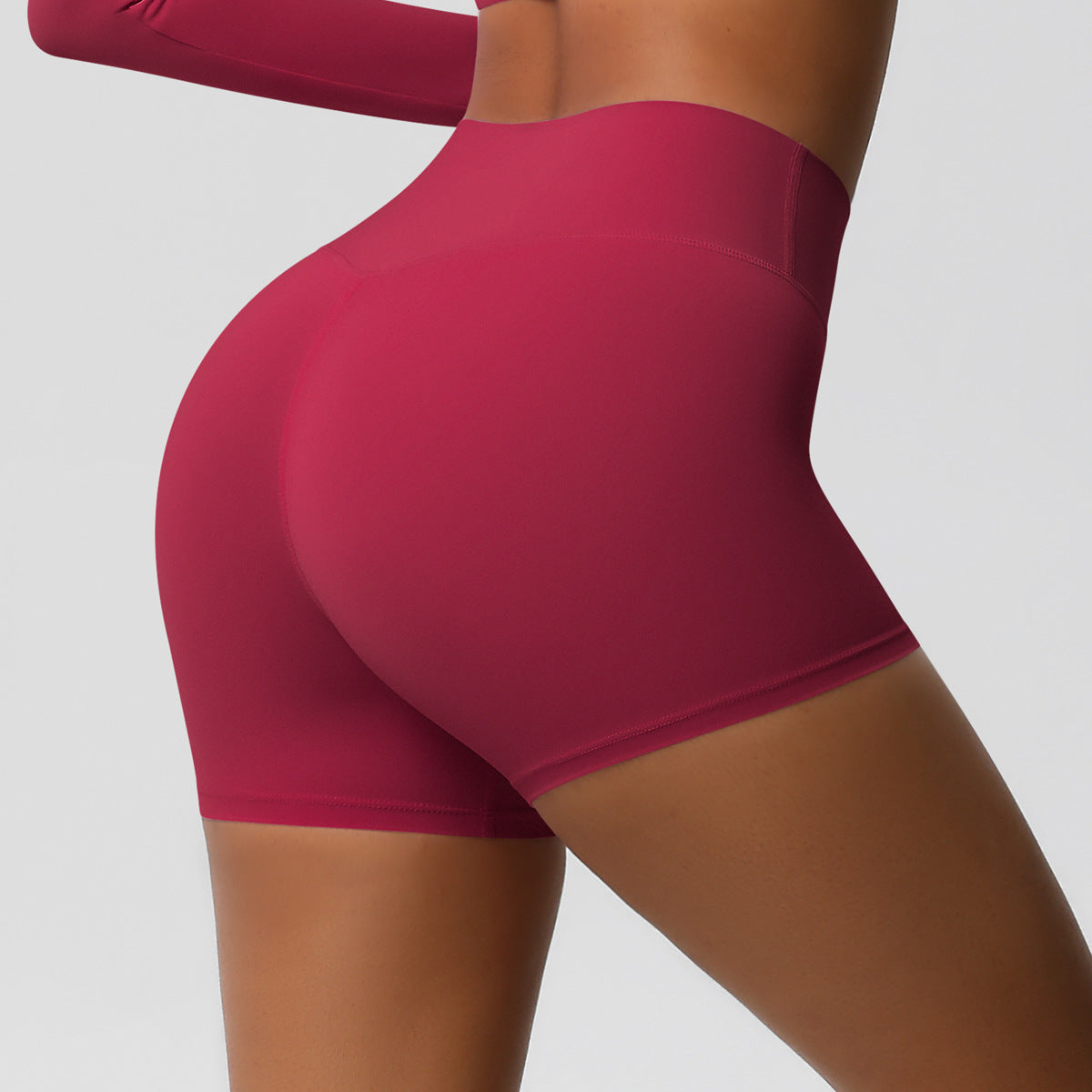 Custom  fitness shorts tummy lifting buttocks solid color sports high waist no embarrassment tight quick-drying yoga shorts