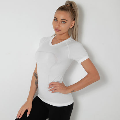 Custom New seamless vest yoga clothes female quick-drying dance rhythm fitness clothes tops sports morning exercise running short sleeves female