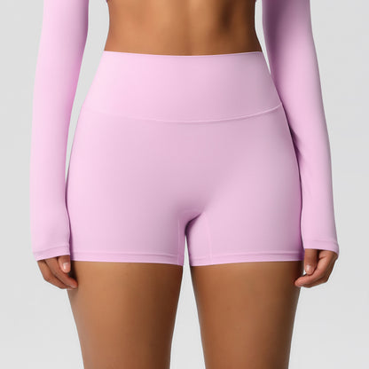 Custom  fitness shorts tummy lifting buttocks solid color sports high waist no embarrassment tight quick-drying yoga shorts