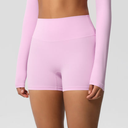 Custom  fitness shorts tummy lifting buttocks solid color sports high waist no embarrassment tight quick-drying yoga shorts