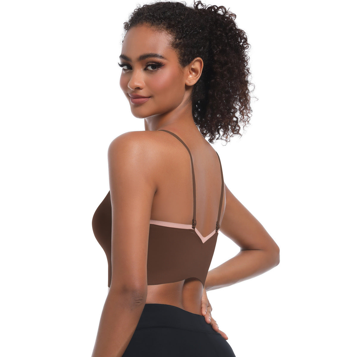 Custom  Sports bra gathered cross straps beautiful back two-tone yoga bra running fitness vest for women