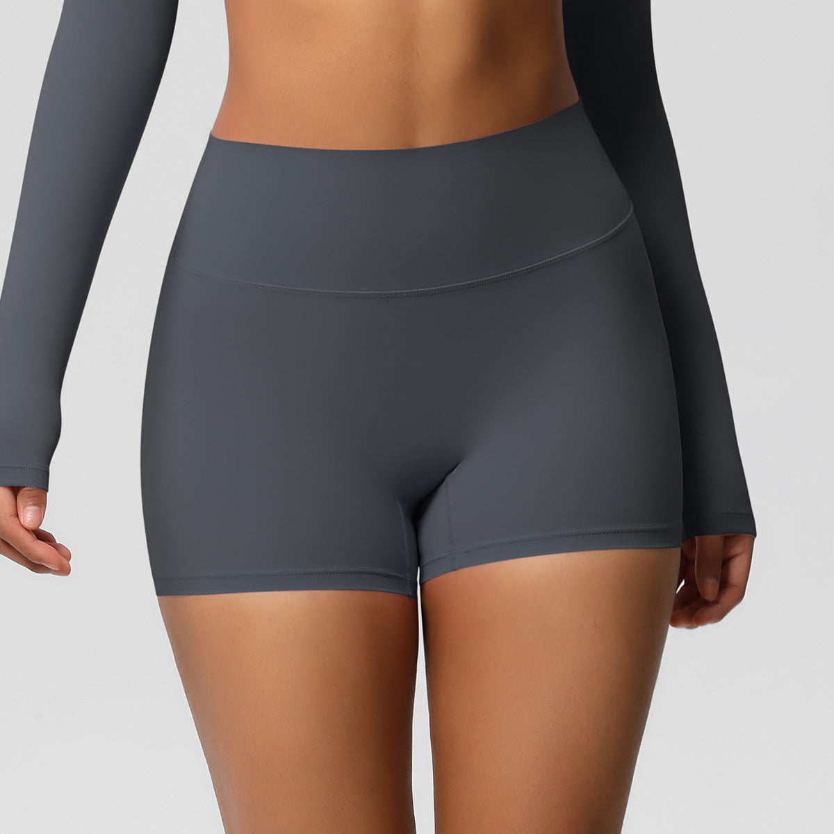 Custom  fitness shorts tummy lifting buttocks solid color sports high waist no embarrassment tight quick-drying yoga shorts