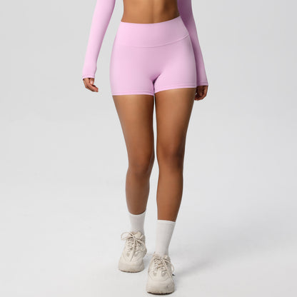 Custom  fitness shorts tummy lifting buttocks solid color sports high waist no embarrassment tight quick-drying yoga shorts