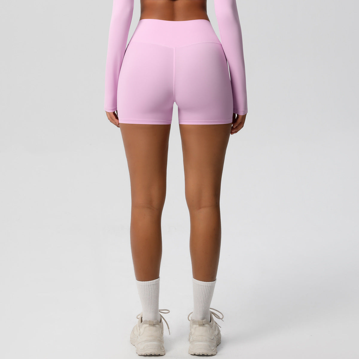 Custom  fitness shorts tummy lifting buttocks solid color sports high waist no embarrassment tight quick-drying yoga shorts