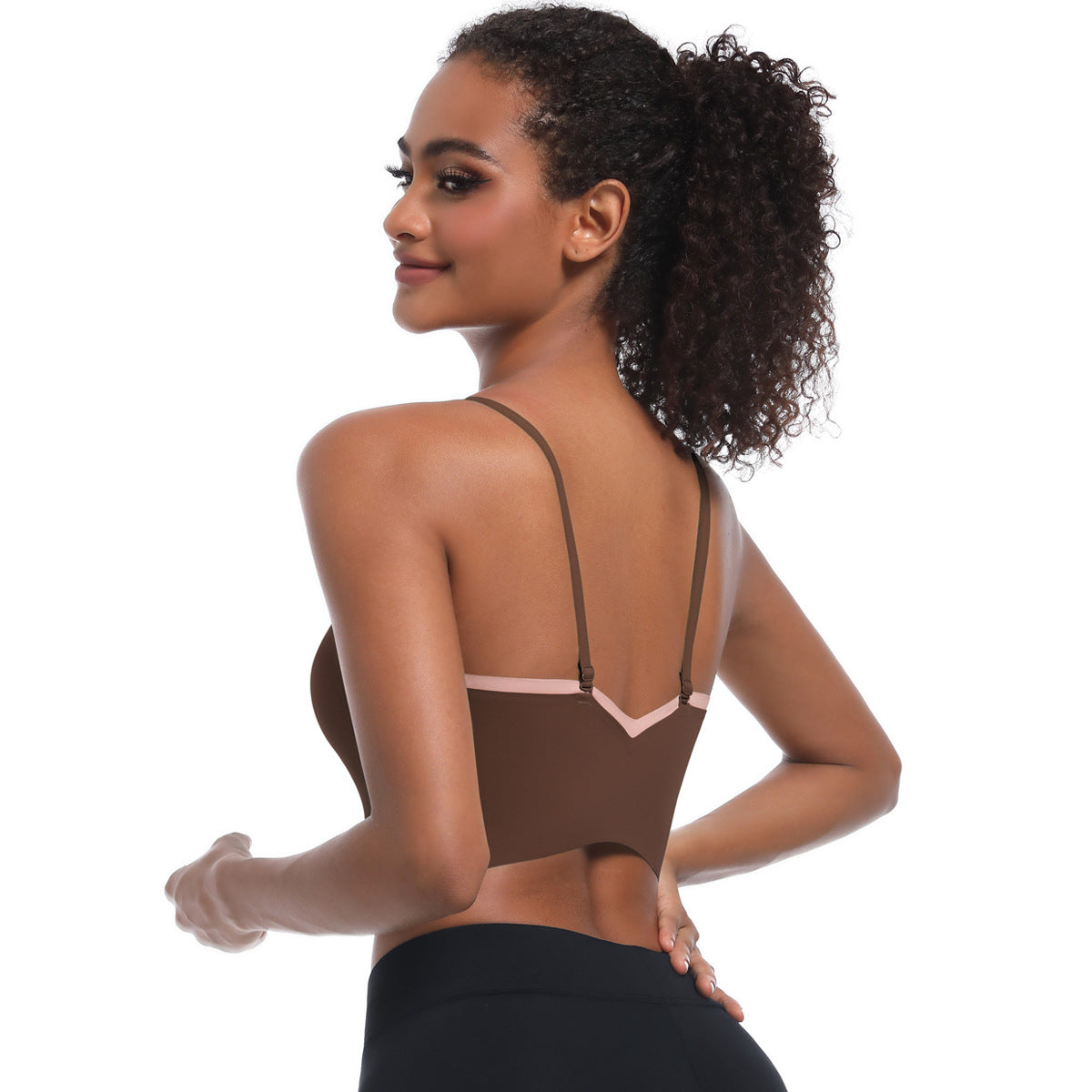 Custom  Sports bra gathered cross straps beautiful back two-tone yoga bra running fitness vest for women