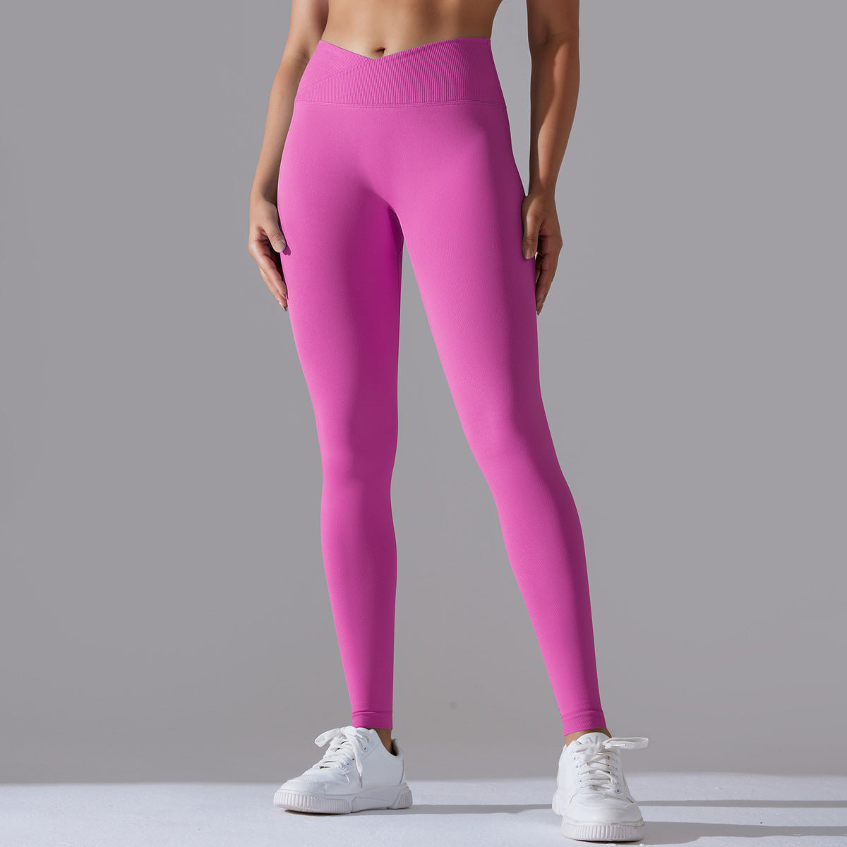 Custom Seamless Knitted Yoga Pants Cross Waist Peach Hip Lift Yoga Running Sports Tights Breathable Fitness Pants