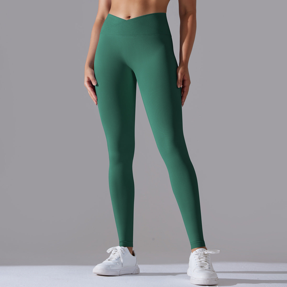 Custom Seamless Knitted Yoga Pants Cross Waist Peach Hip Lift Yoga Running Sports Tights Breathable Fitness Pants