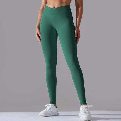 Custom Seamless Knitted Yoga Pants Cross Waist Peach Hip Lift Yoga Running Sports Tights Breathable Fitness Pants