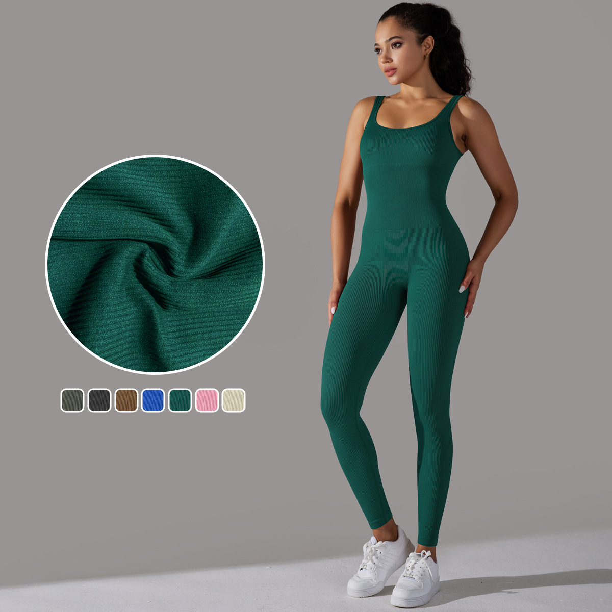 Custom Seamless Threaded One-Piece Yoga Suit Dance Belly Slimming Sports Elastic Bodysuit
