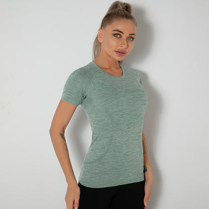 Custom New seamless vest yoga clothes female quick-drying dance rhythm fitness clothes tops sports morning exercise running short sleeves female
