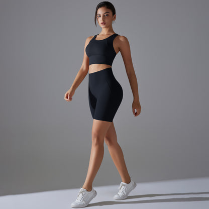 Custom Spot seamless back beauty underwear high waist hip lift skin-friendly slimming shaping sports shorts running fitness yoga set