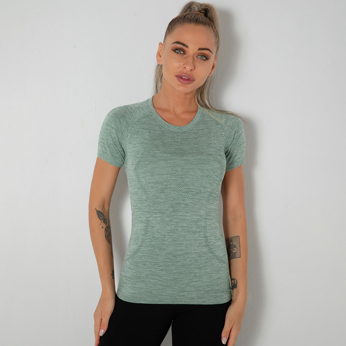 Custom New seamless vest yoga clothes female quick-drying dance rhythm fitness clothes tops sports morning exercise running short sleeves female