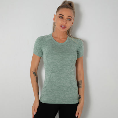 Custom New seamless vest yoga clothes female quick-drying dance rhythm fitness clothes tops sports morning exercise running short sleeves female