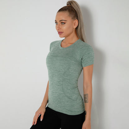 Custom New seamless vest yoga clothes female quick-drying dance rhythm fitness clothes tops sports morning exercise running short sleeves female