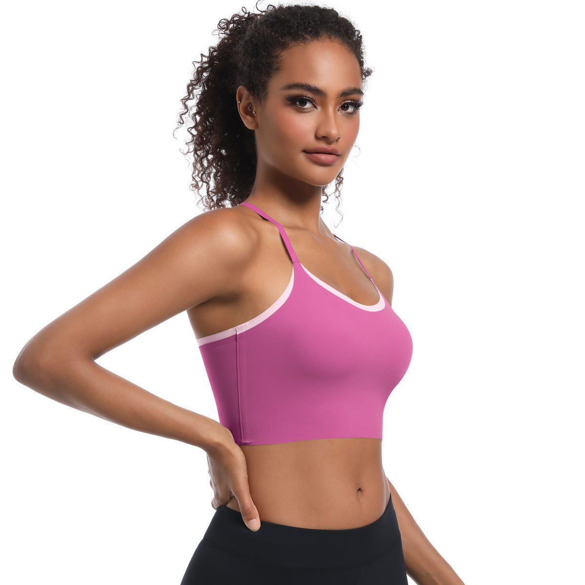 Custom  Sports bra gathered cross straps beautiful back two-tone yoga bra running fitness vest for women