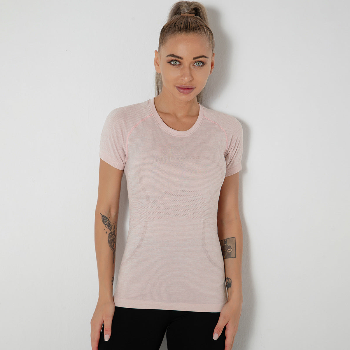 Custom New seamless vest yoga clothes female quick-drying dance rhythm fitness clothes tops sports morning exercise running short sleeves female