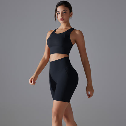 Custom Spot seamless back beauty underwear high waist hip lift skin-friendly slimming shaping sports shorts running fitness yoga set