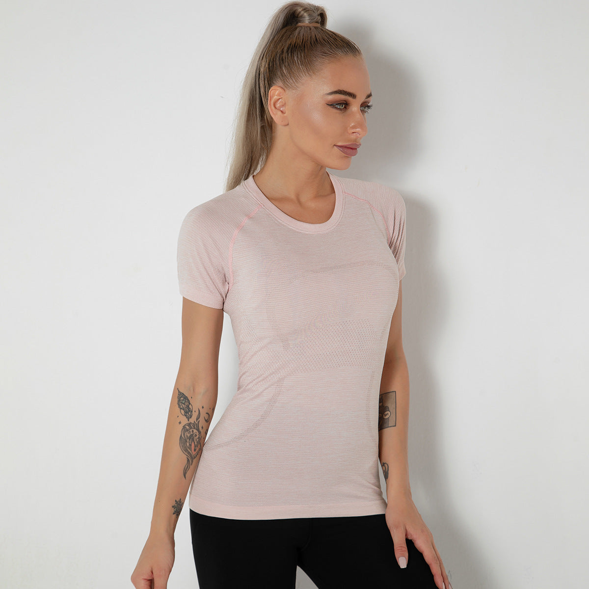 Custom New seamless vest yoga clothes female quick-drying dance rhythm fitness clothes tops sports morning exercise running short sleeves female