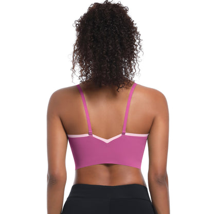 Custom  Sports bra gathered cross straps beautiful back two-tone yoga bra running fitness vest for women