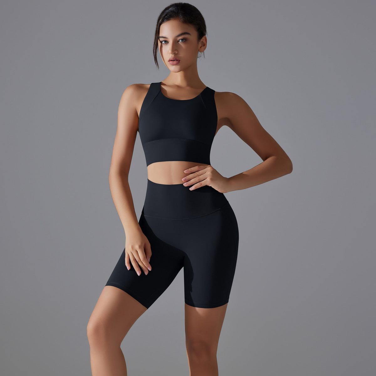 Custom Spot seamless back beauty underwear high waist hip lift skin-friendly slimming shaping sports shorts running fitness yoga set