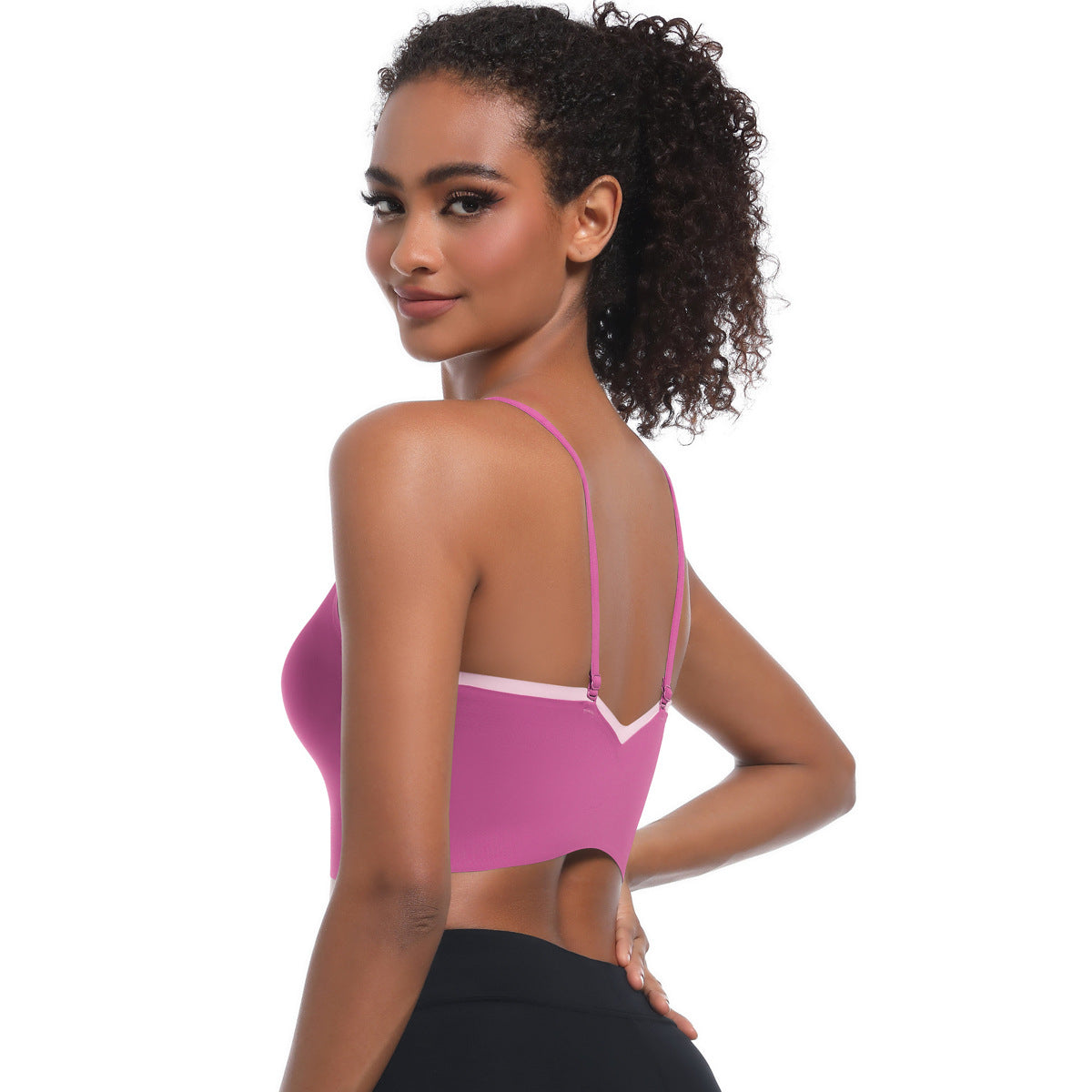 Custom  Sports bra gathered cross straps beautiful back two-tone yoga bra running fitness vest for women