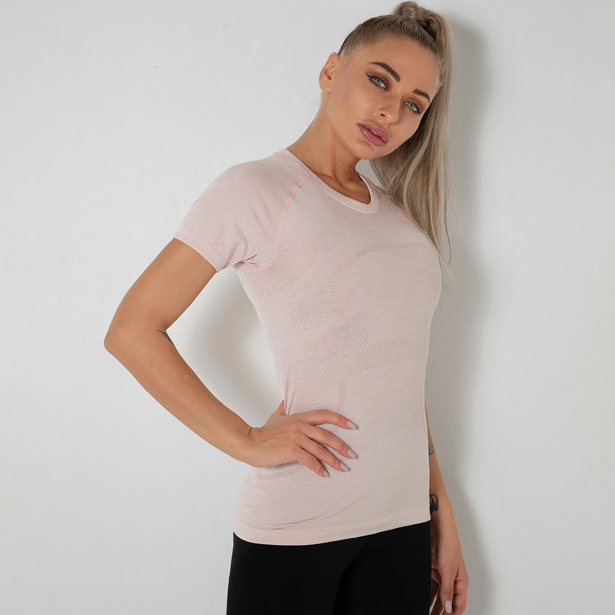 Custom New seamless vest yoga clothes female quick-drying dance rhythm fitness clothes tops sports morning exercise running short sleeves female