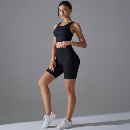 Custom Spot seamless back beauty underwear high waist hip lift skin-friendly slimming shaping sports shorts running fitness yoga set