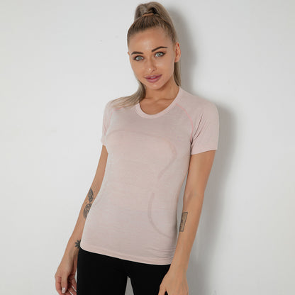 Custom New seamless vest yoga clothes female quick-drying dance rhythm fitness clothes tops sports morning exercise running short sleeves female