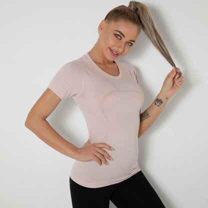 Custom New seamless vest yoga clothes female quick-drying dance rhythm fitness clothes tops sports morning exercise running short sleeves female