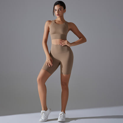 Custom Spot seamless back beauty underwear high waist hip lift skin-friendly slimming shaping sports shorts running fitness yoga set
