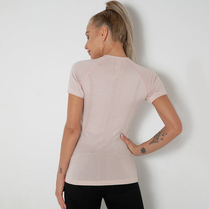 Custom New seamless vest yoga clothes female quick-drying dance rhythm fitness clothes tops sports morning exercise running short sleeves female
